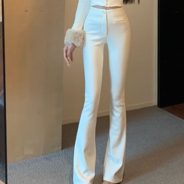 Rise Pants Plain High Flared