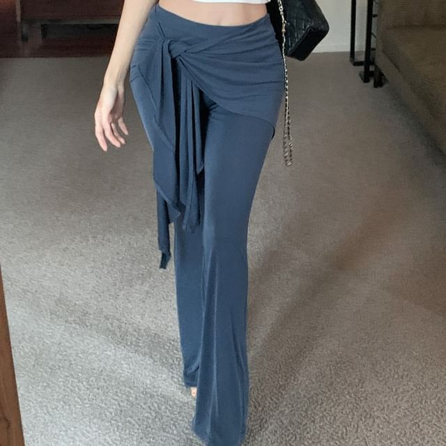 T-Shirt Crop Plain Short-Sleeve Waist Off / High Skirt Overlay Pants Shoulder Yoga