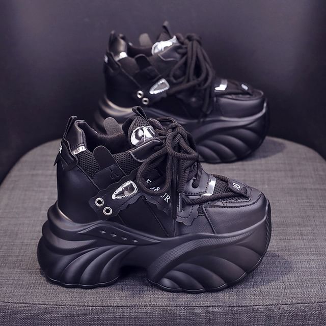 Lace-Up Lettering Sneakers Platform