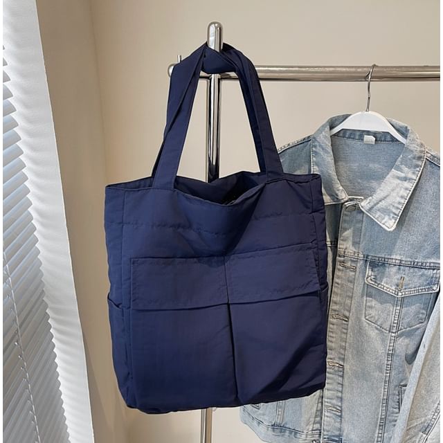 Bag Tote Flap Fabric Pocket Plain