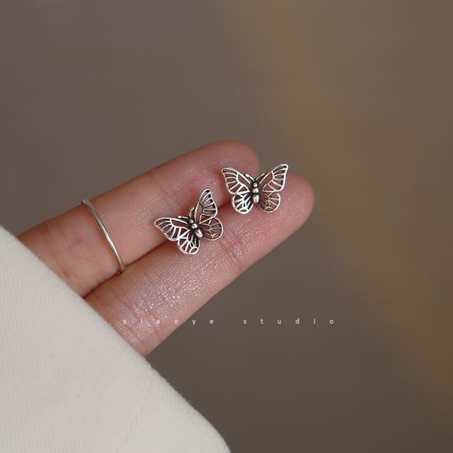 Silver S925 Sterling Earring Butterfly Stud