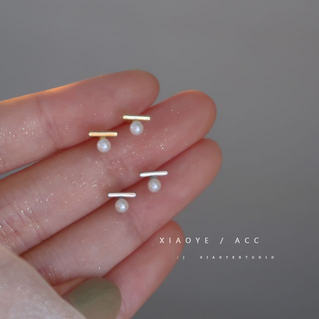 Sterling Earring Pearl S925 Silver Stud Faux