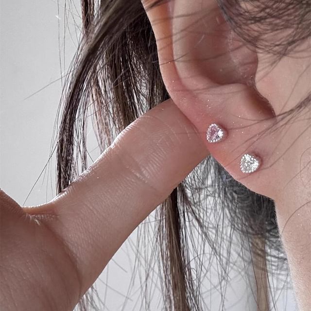 Alloy Heart Earring Rhinestone Stud