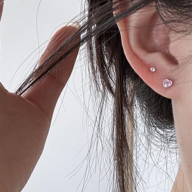 Alloy Heart Earring Rhinestone Stud