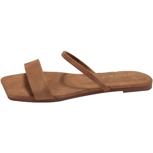 Toe Plain Slide Square Sandals