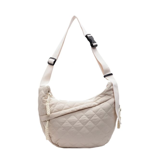 Nylon Plain Bag Zip Quilted Crossbody