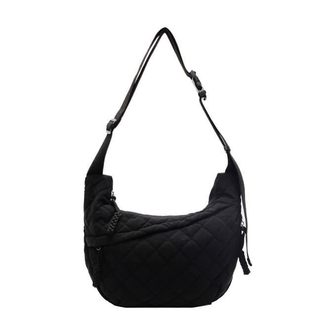 Nylon Plain Bag Zip Quilted Crossbody