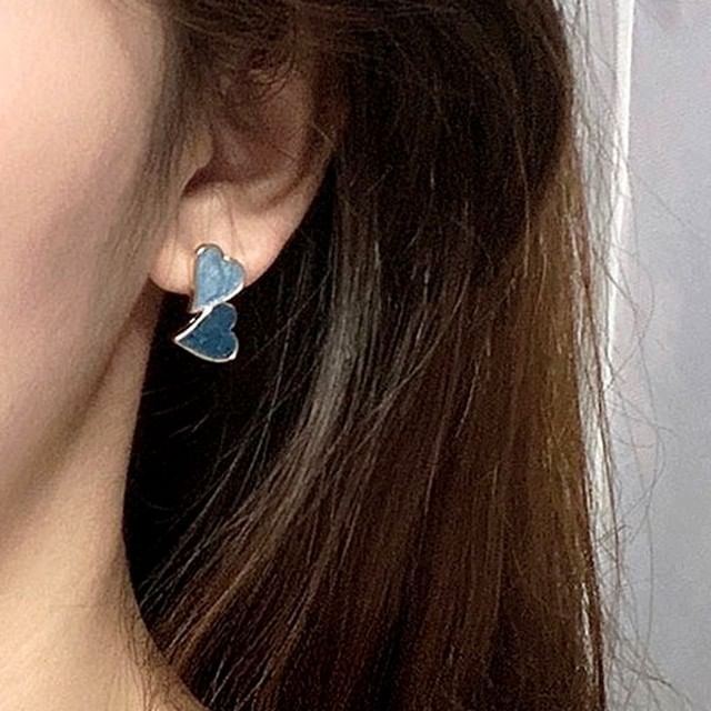 Earring Clip-On Stud Heart / Ear Asymmetrical