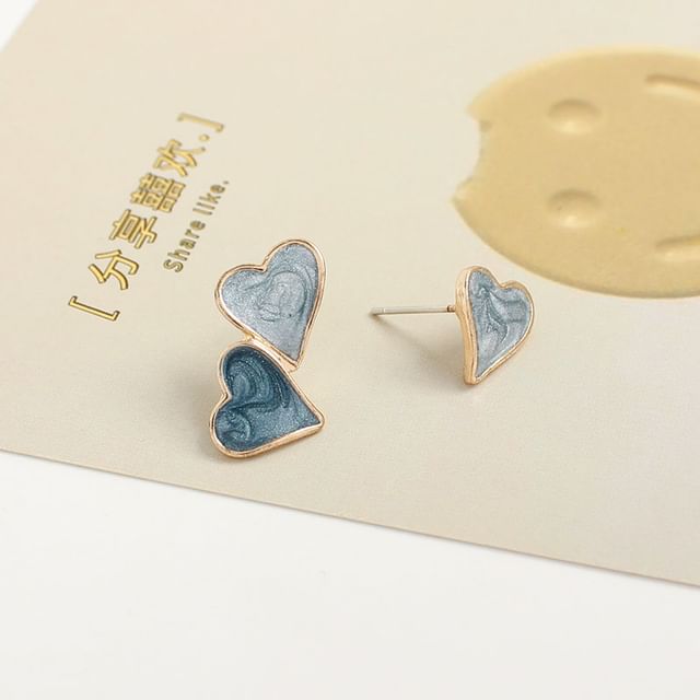 Earring Clip-On Stud Heart / Ear Asymmetrical