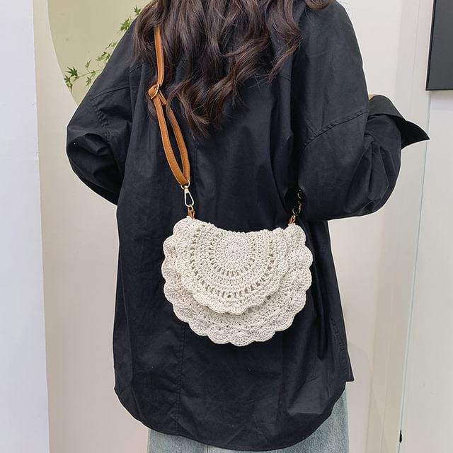 Lace Flap Crochet Crossbody Bag