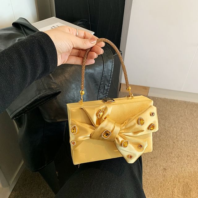 Box Crossbody Bow Bag Rhinestone