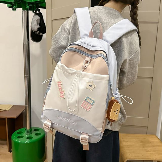 Embroidered Drawstring Backpack Block Letter Color