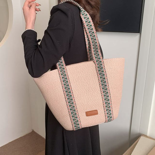 Tote Pattern Woven Strap Bag