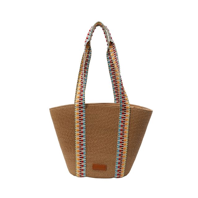 Tote Pattern Woven Strap Bag