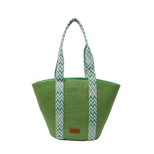 Tote Pattern Woven Strap Bag