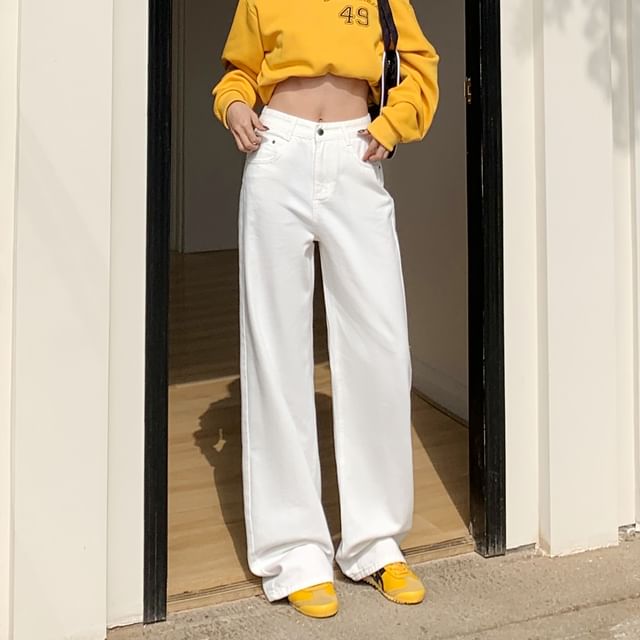 Pants Rise High Wide Suit Plain Washed Leg (Various Designs)