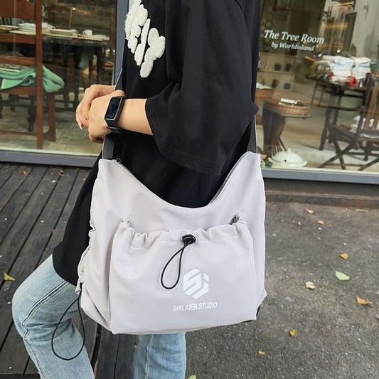 Crossbody Lettering Drawstring Bag