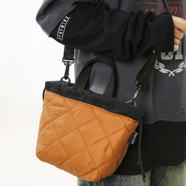 Quilted Bag Two-Tone Drawstring Crossbody