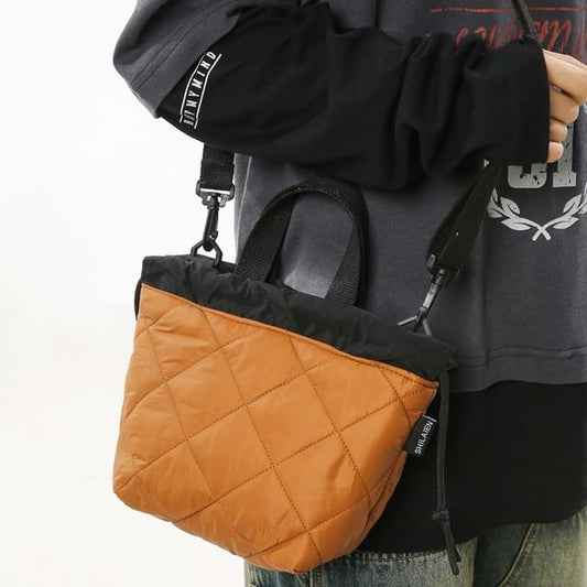 Quilted Bag Two-Tone Drawstring Crossbody