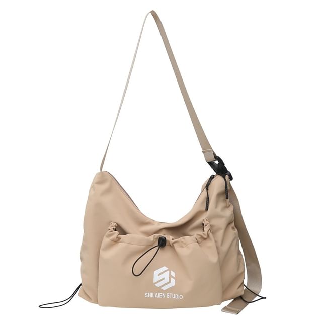 Crossbody Lettering Drawstring Bag