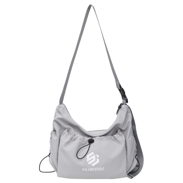 Crossbody Lettering Drawstring Bag