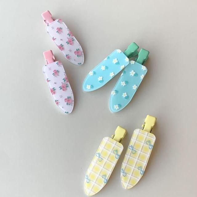 Hair 2: of Set Acrylic Clip Patterned