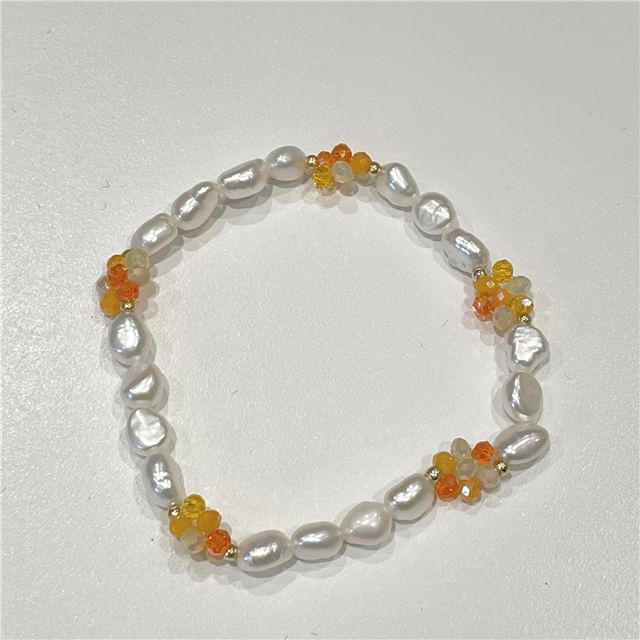 Sterling / Silver Beaded Natural Bracelet 925 Bow Pearl