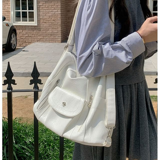 Leather Shoulder Bag Faux Plain