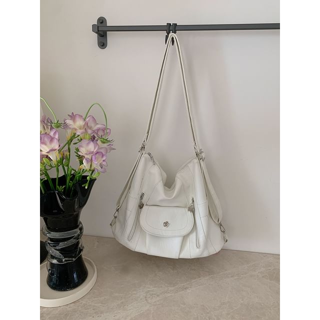 Leather Shoulder Bag Faux Plain