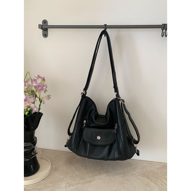 Leather Shoulder Bag Faux Plain