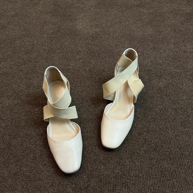 Chunky Shoes Strap Heel Mary Jane Cross