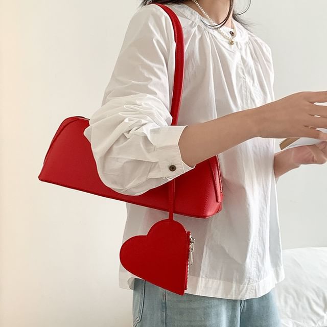 Faux Heart + Bag Set: Shoulder Coin Purse Leather
