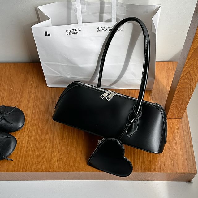Faux Heart + Bag Set: Shoulder Coin Purse Leather