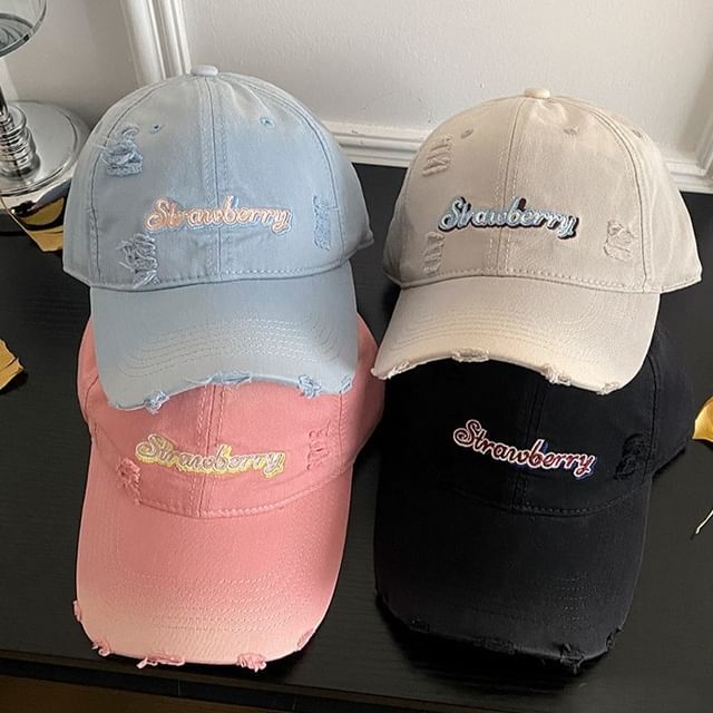 Baseball Cap Distressed Lettering Embroidered