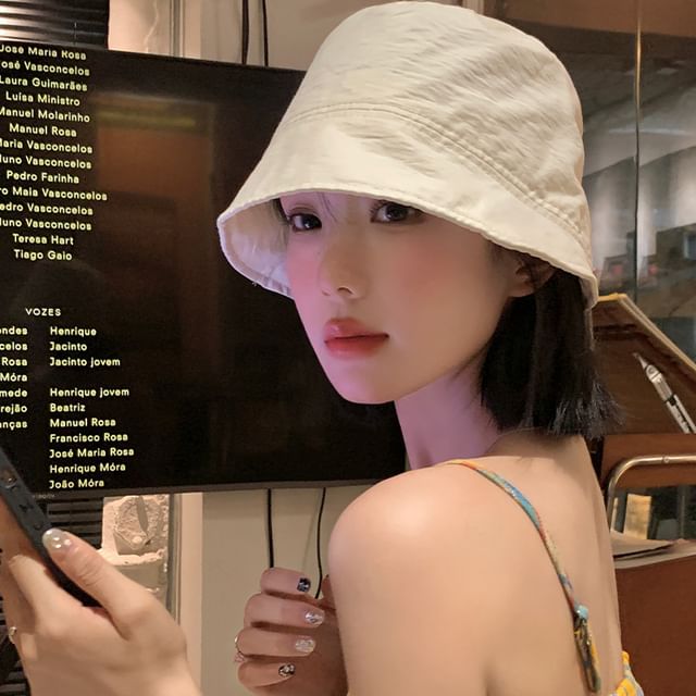 Hat Drawstring Cloche Plain