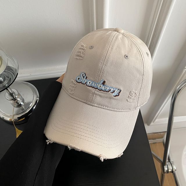 Baseball Cap Distressed Lettering Embroidered