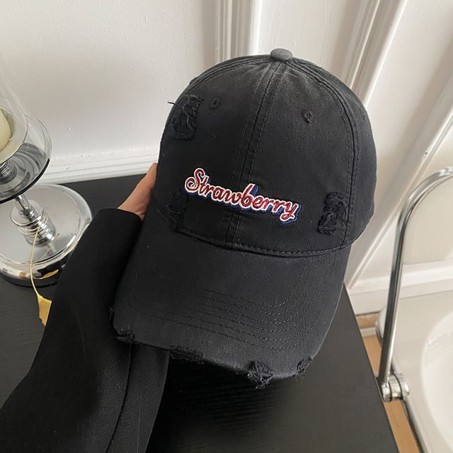 Baseball Cap Distressed Lettering Embroidered