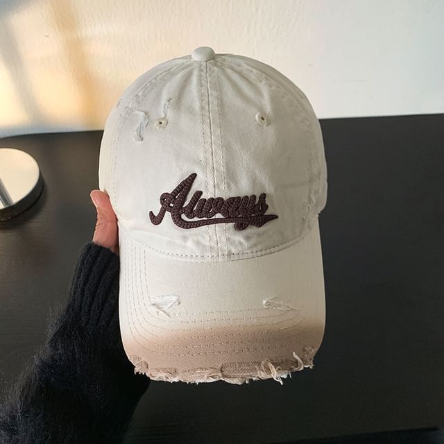 Lettering Applique Distressed Cap Baseball