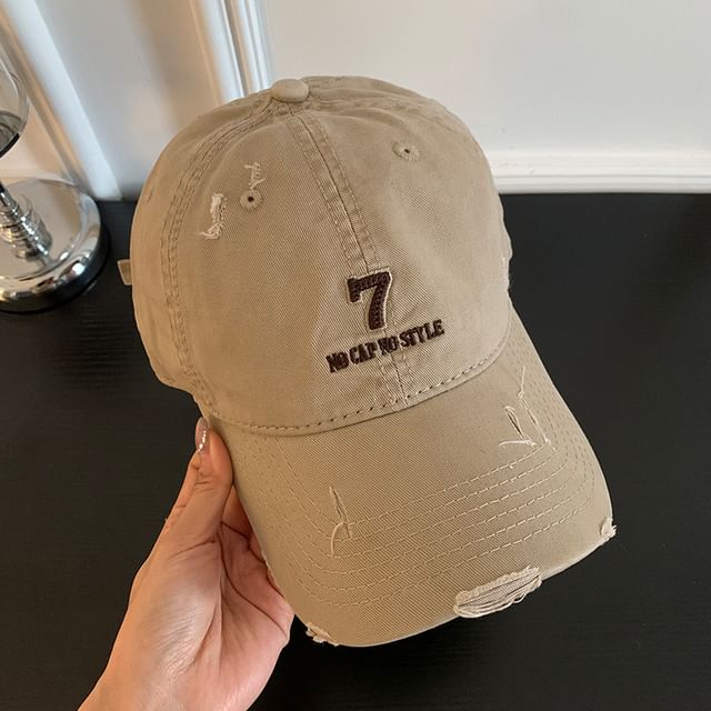 Cap Distressed Embroidered Lettering Baseball