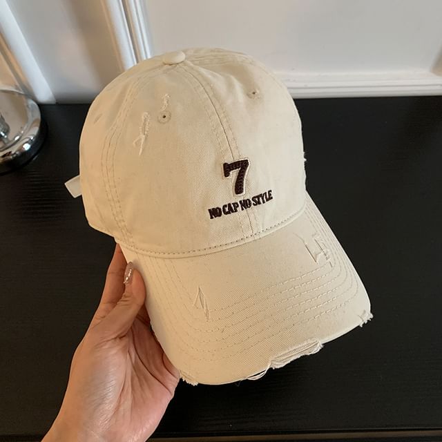 Cap Distressed Embroidered Lettering Baseball