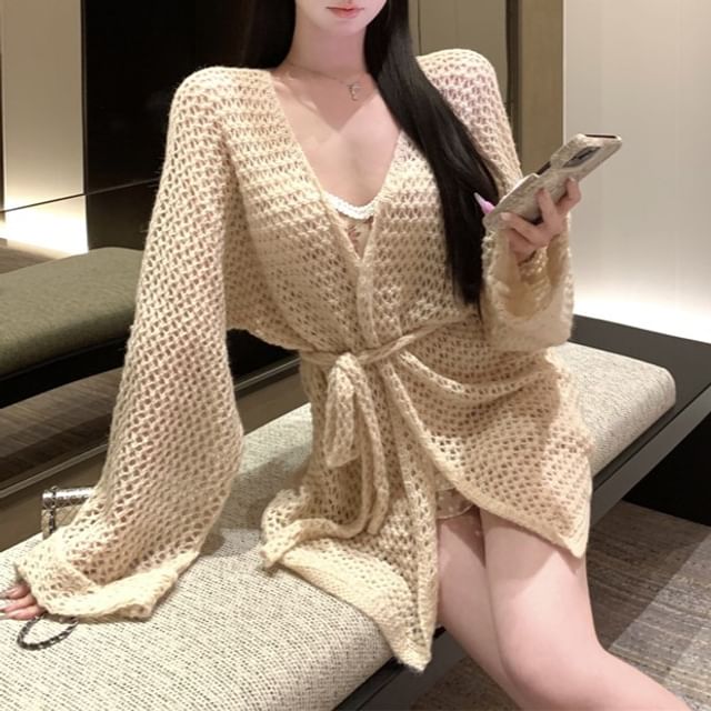 / Mini Dress Print Cardigan Plain Crochet Flower V-Neck Bodycon Strap Spaghetti