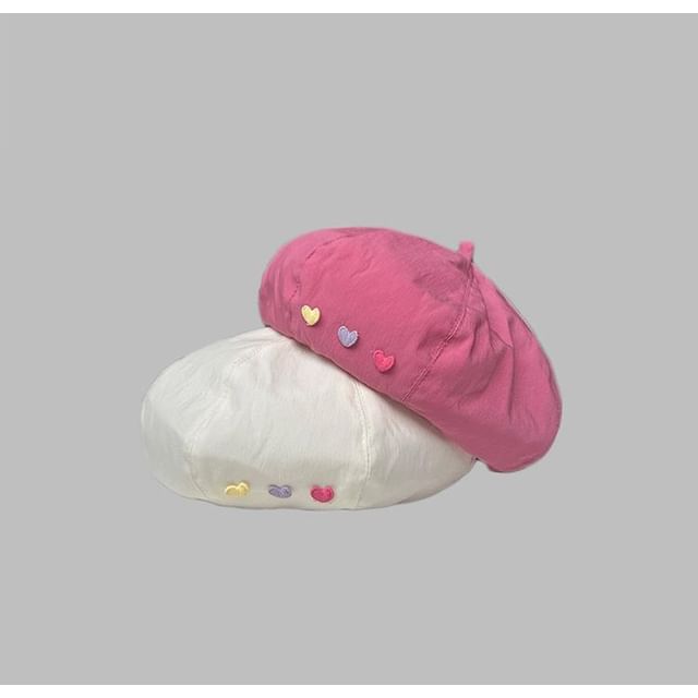 Embroidered Hat Heart Beret