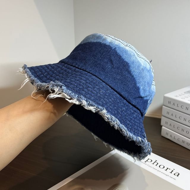 Denim Bucket Distressed Hat
