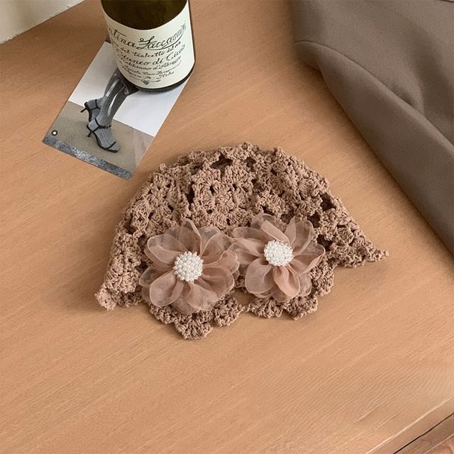 Knit Hat Floral Bonnet