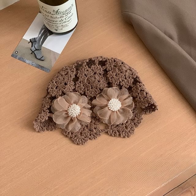 Knit Hat Floral Bonnet