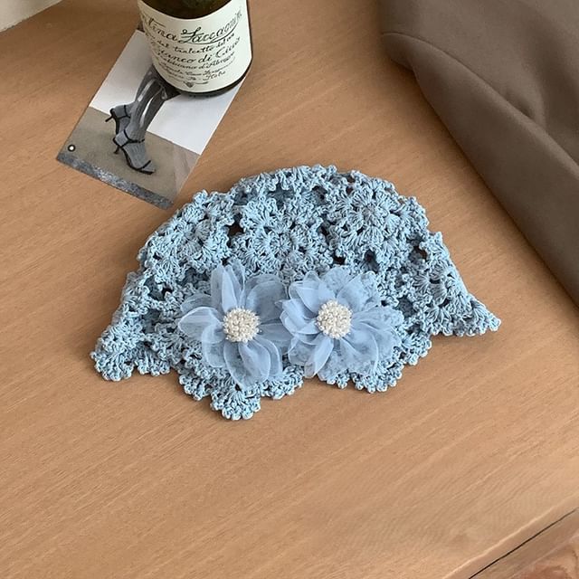Knit Hat Floral Bonnet
