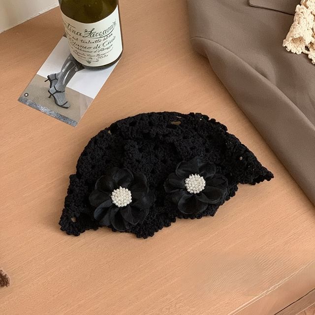 Knit Hat Floral Bonnet