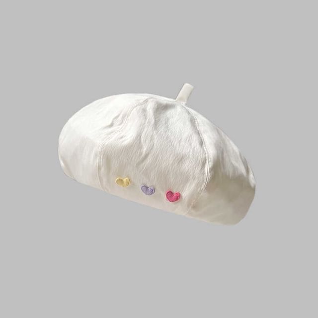 Embroidered Hat Heart Beret