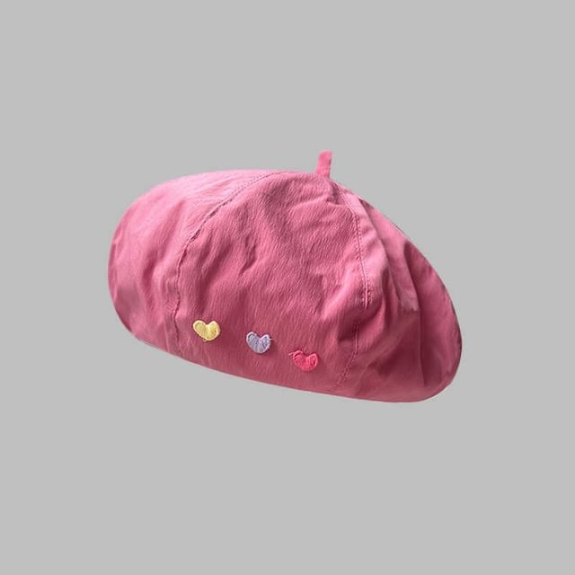 Embroidered Hat Heart Beret