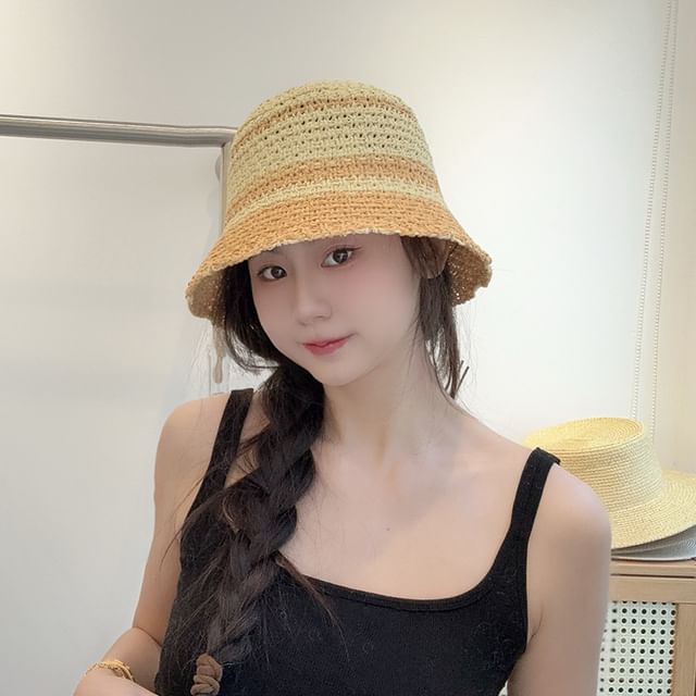 Striped Bucket Knit Hat